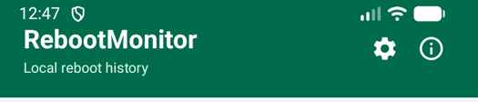 RebootMonitor top bar with the gear icon for Reminder settings highlighted